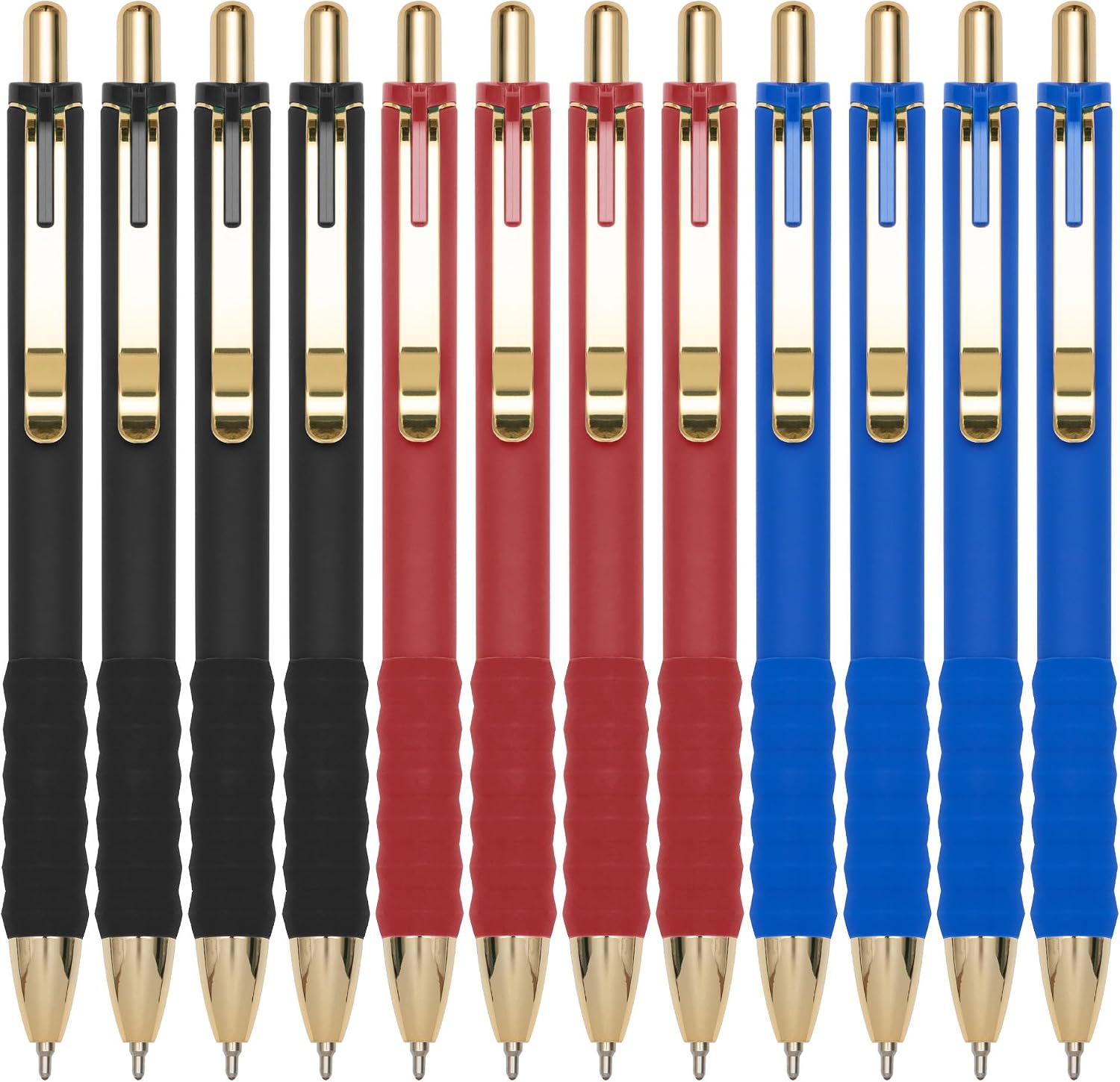 Linbsunne Ballpoint Pens Medium Point 1mm Pen with Super Soft Grip Ball Point Pen for Men Women Retractable Pens (Blue Ink+Black Ink+Red Ink)