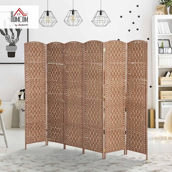 HOMCOM Room Divider, 6 Panel Folding Privacy Screen, 6FT Tall Portable Wicker - Image 2