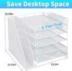 Gugsey Desk Organizer, 5-Tier Paper Letter Tray Organizer - Image 2