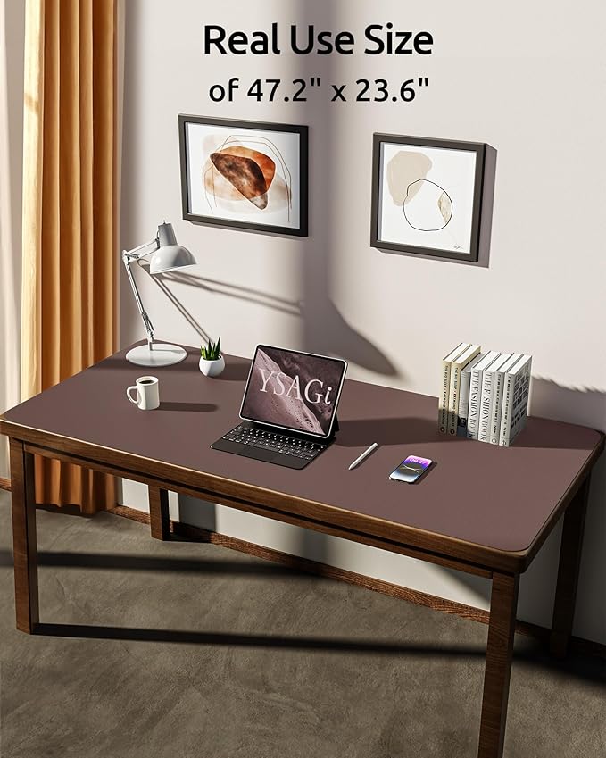 YSAGi Leather Desk Protector, Office Mat, Large Mouse Mat, Non-Slip PU Leather - Image 2