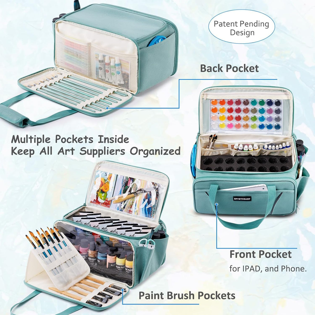 sfybyheart acrylic paint storage, craft organizer, art supply showing dimensions