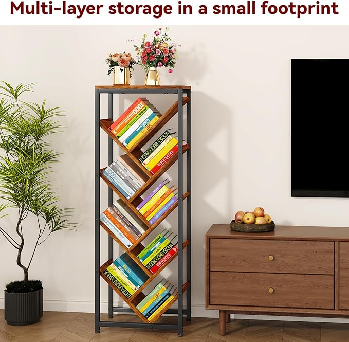 IBUYKE 9 Tier Tree Bookshelf, Floor Standing Wood Bookshelf - Image 6