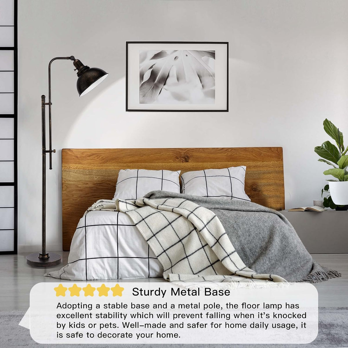 PARTPHONER Industrial Floor Lamp Adjustable, Rustic Farmhouse Reading Lamp in...