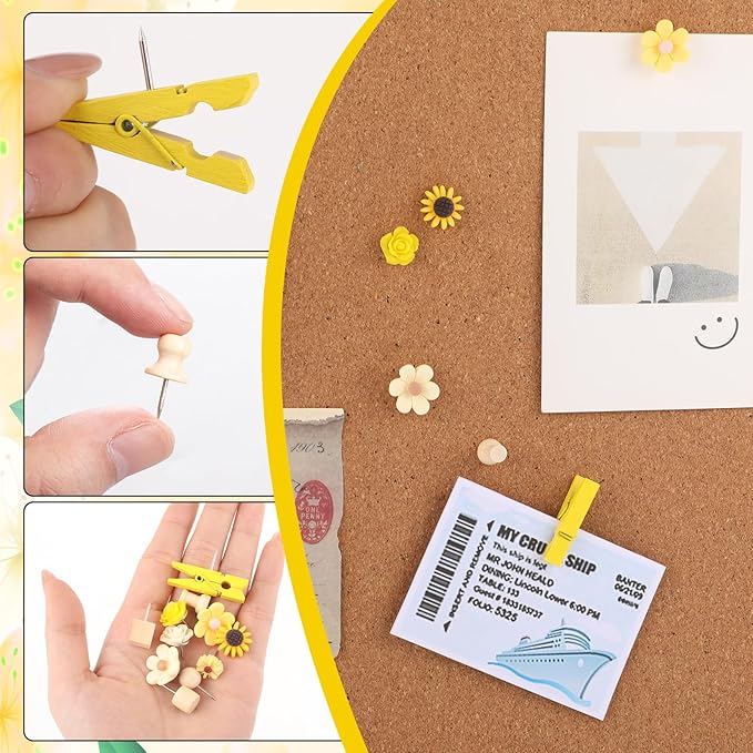 78 Pieces Push Pins Set Cute Thumb Tacks Decorative Flower Push Pins - Image 3