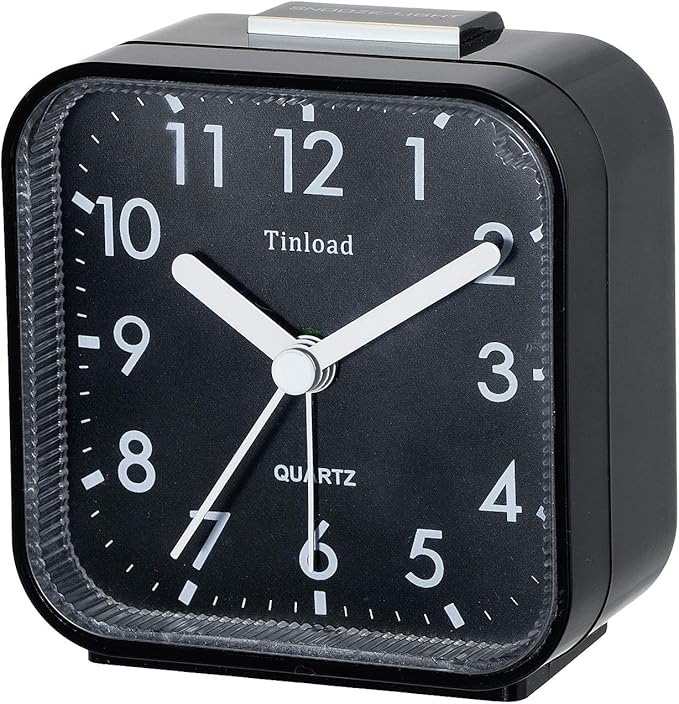 Tinload Small Battery Operated Analog Travel Alarm Clock Silent Non Ticking - Image 2