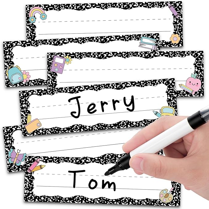 AmazingSpark 72 Pcs Composition Notebook School Name Tags by Unknown