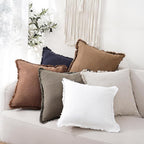 Foindtower Set of 2 Decorative Linen Fringe Throw Pillow Covers Cozy Boho - Image 6
