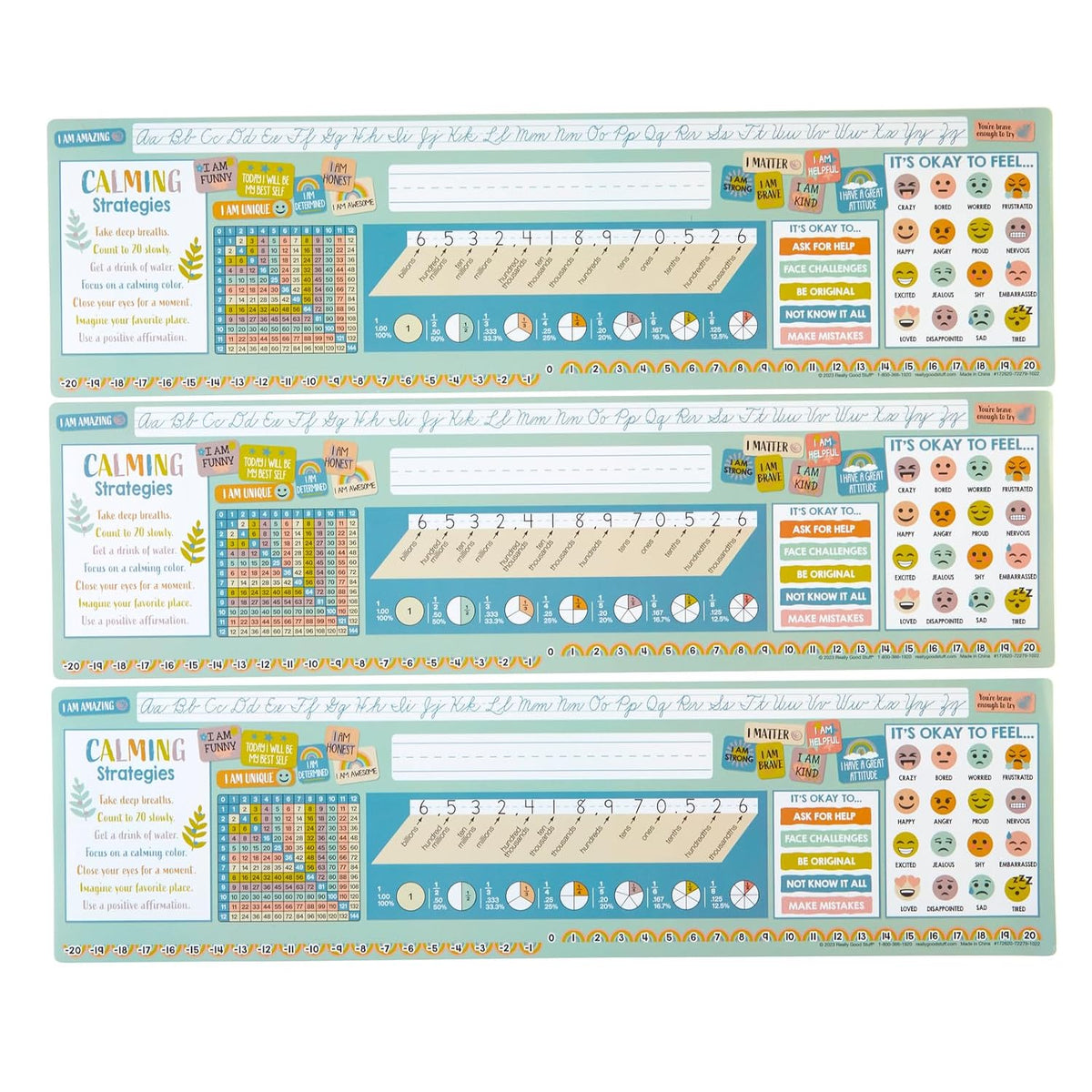 Really Good Stuff Boho Self-Adhesive Vinyl Desktop Helpers, Set of 24