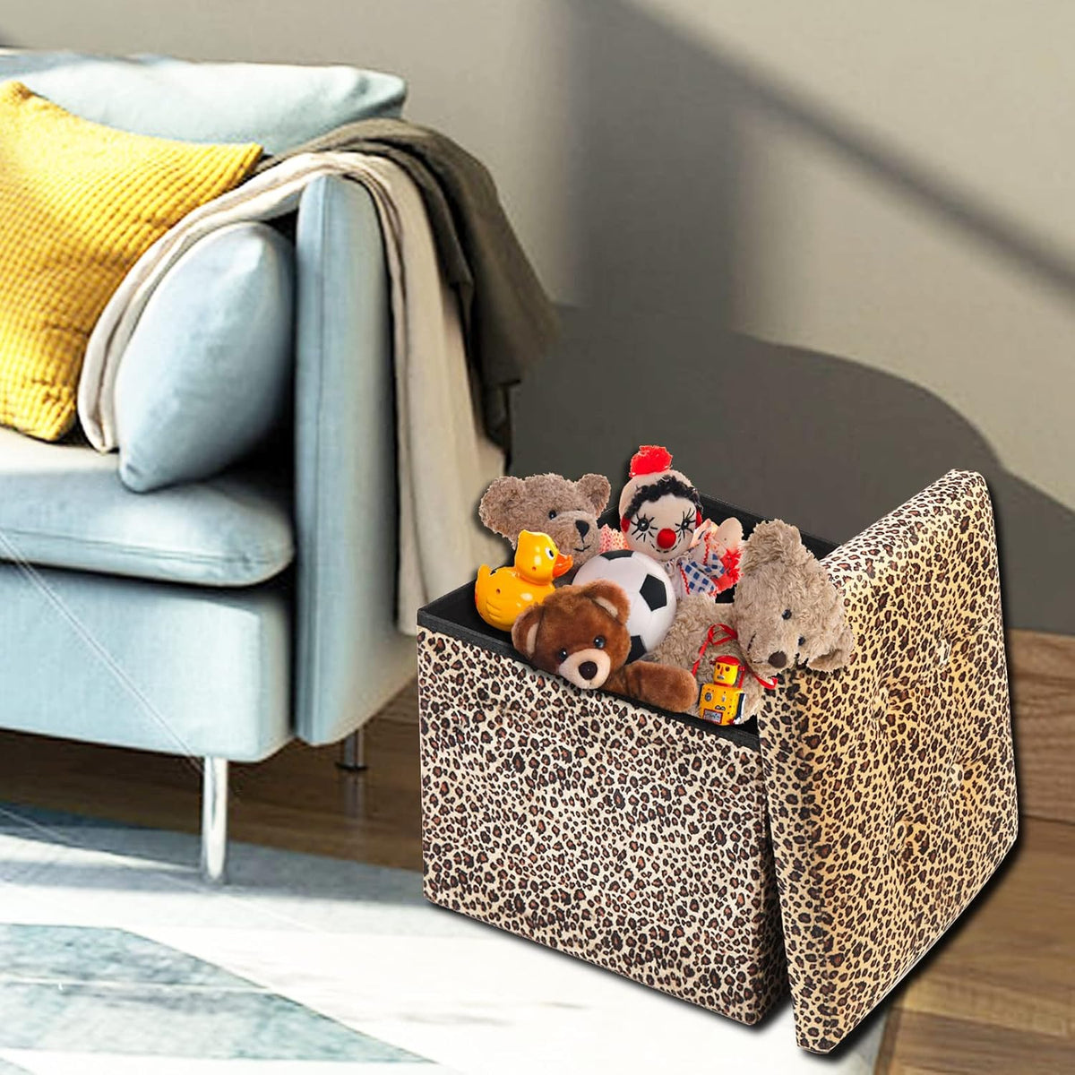 ALASDO Ottoman Storage Ottoman Footrest Stool Foldable Foot Rest Footstool Be...