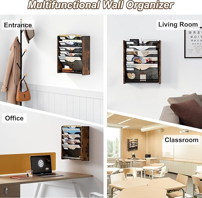 PAG-Mass Wall File Organizer, 6 Tier Mesh Mail Organizer Wall Mounted, Hanging - Image 5