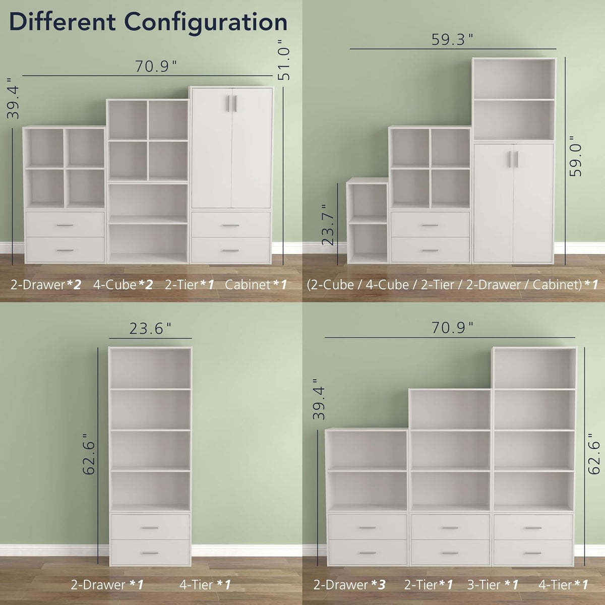 Homes: Inside + Out Apexa 2-Cube Storage Organizer Shelves, Stackable Wood Bo...