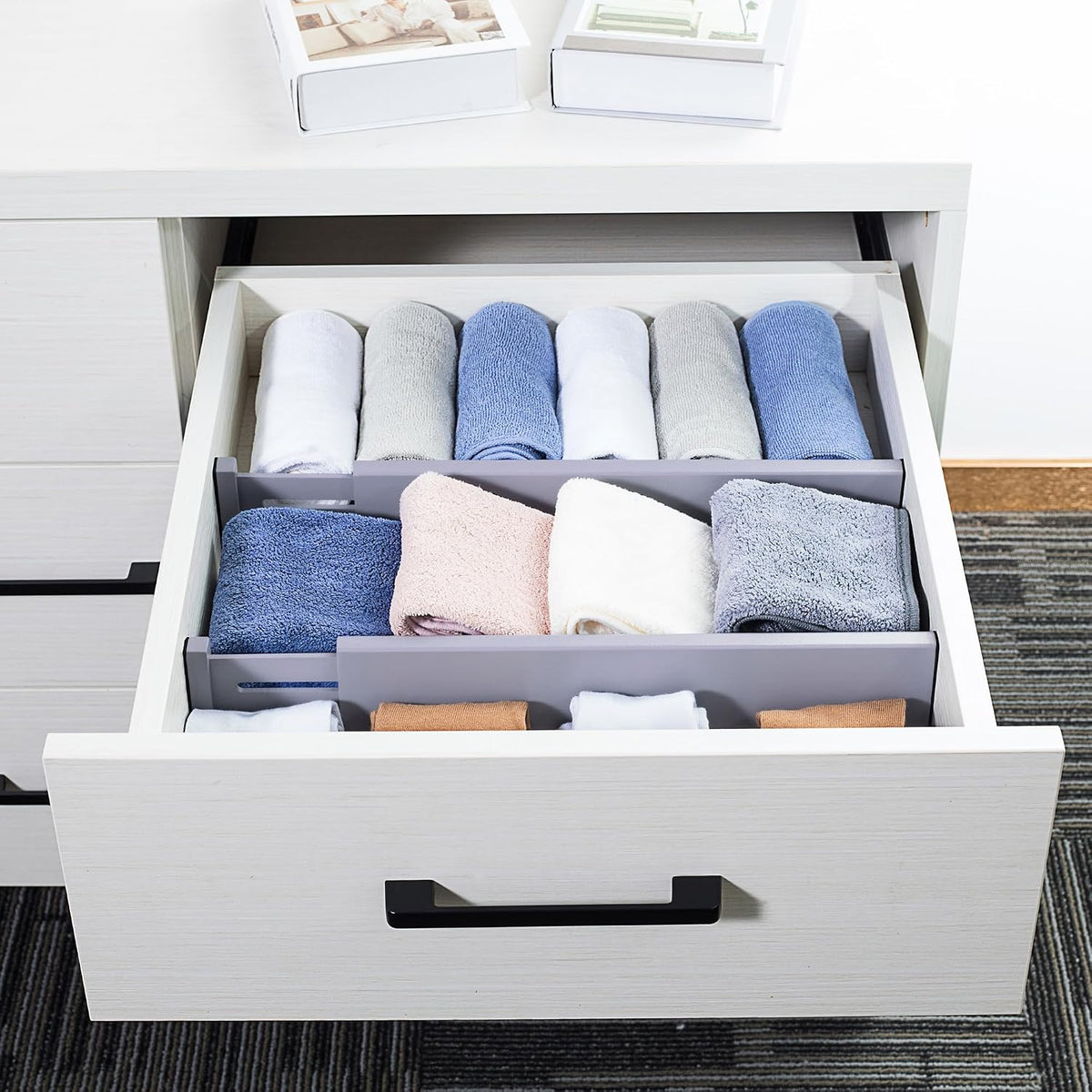 Utoplike Kitchen Drawer Dividers Large, Gray Drawers Organizers Adjustable