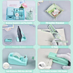 Green and Blue Desk Accessories, 26Pcs Office Supplies and Desk Organizers, with Tape Dispenser, Stapler, Staple Remover, Ect, Gift Box Packaging