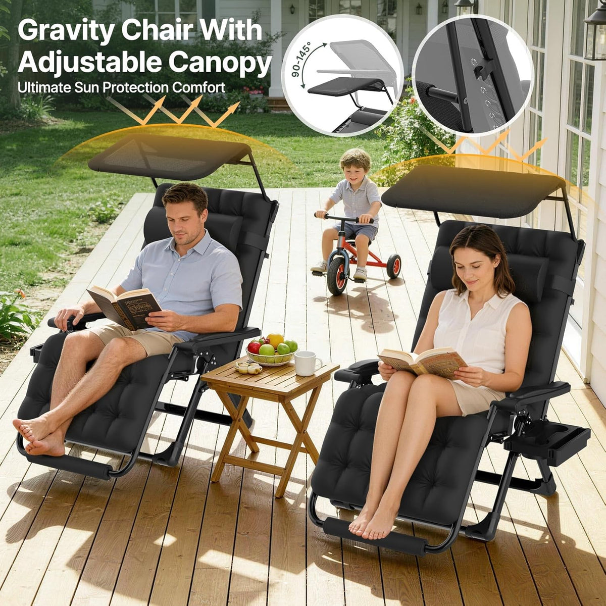 Suteck Zero Gravity Chair with Canopy,33In XXL Oversized Lounge Chairs