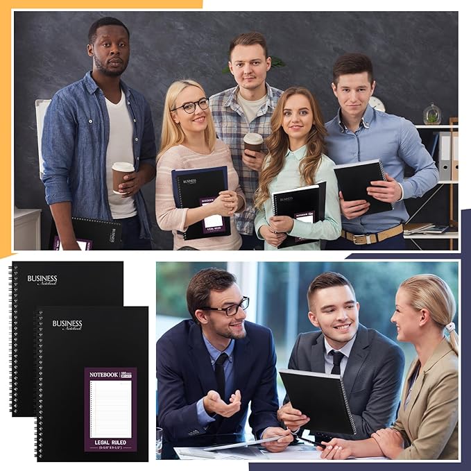 Resurhang 8 Pack Wirebound Business Notebook Legal Ruled Spiral Notebook 6-5/8" - Image 6