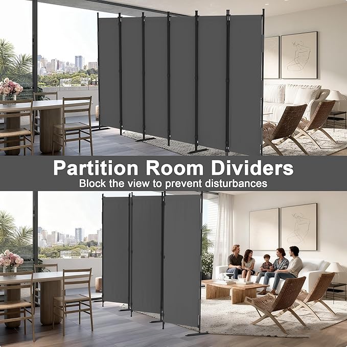 Kecreque 6 Panel Room Divider, 6ft Folding Screen Portable Wall Partition Room - Image 4