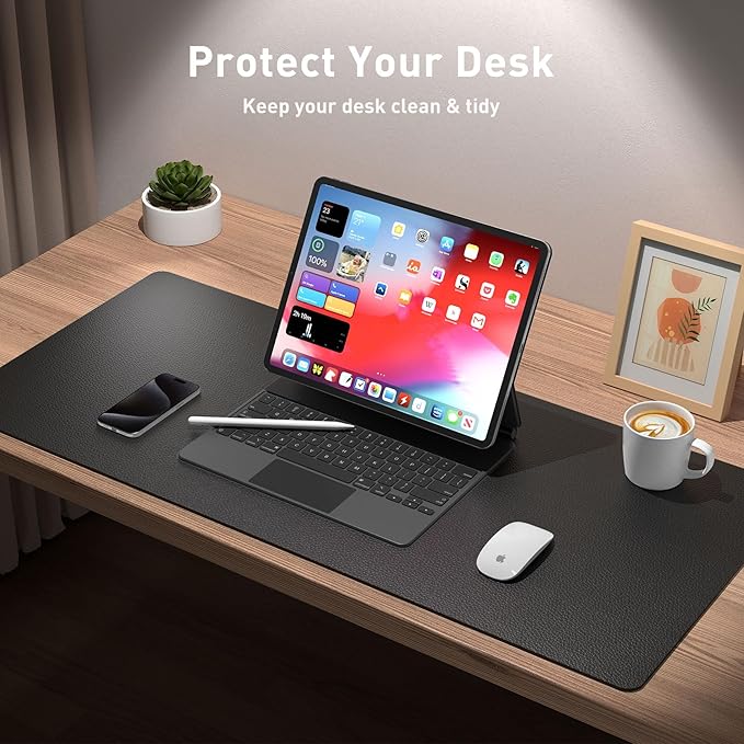 Aothia Leather Office Desk Pad Protector, Non-Slip PU Leather Desk Blotter - Image 3