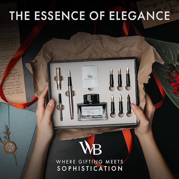 Wordsworth & Black Calligraphy Pen Gift Set, Includes Bottle, 6 Cartridges - Image 2