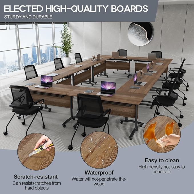 Folding Conference Table 4ft 5ft, Foldable Office Meeting Desk - Image 4