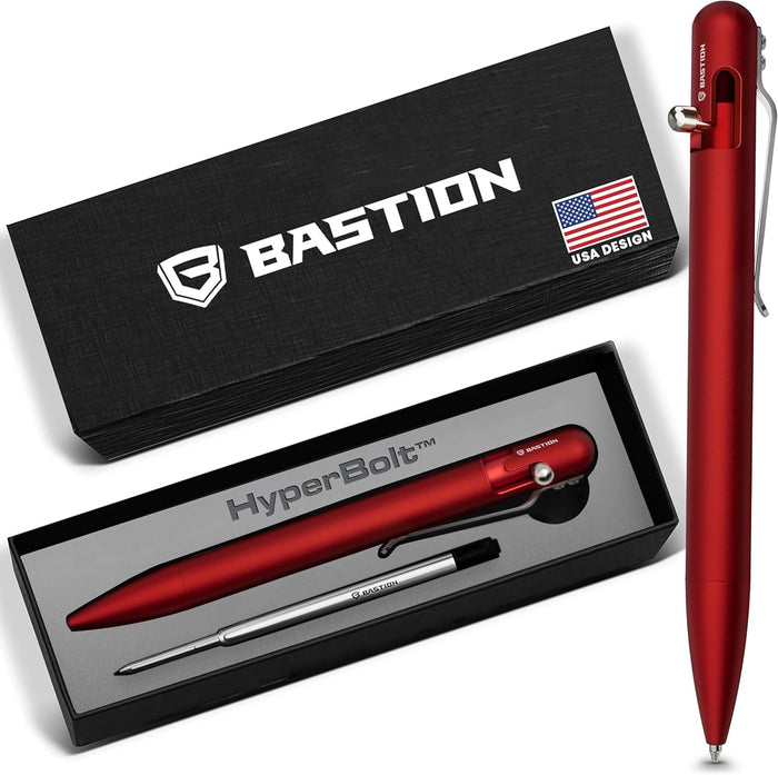 BASTION Aluminum Bolt Action Pen, Fancy Pens for Men, EDC Writing Pen, Red