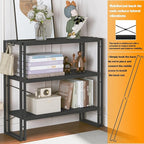 HCHQHS Bookshelf, 3-Tier Industrial Bookcase, Freestanding Horizontal - Image 5