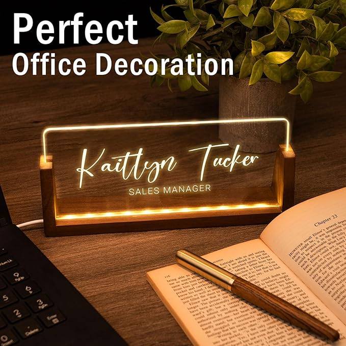 Desk Name Plate Personalized, Custom Office Light Up Name Plate - Image 3