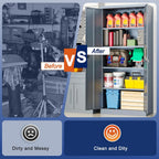 besfur metal garage storage cabinet with locking doors on a desk or shelf