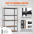 vevor storage shelves 5-tier adjustable 2000 lbs 48"x18"x72", close-up detail