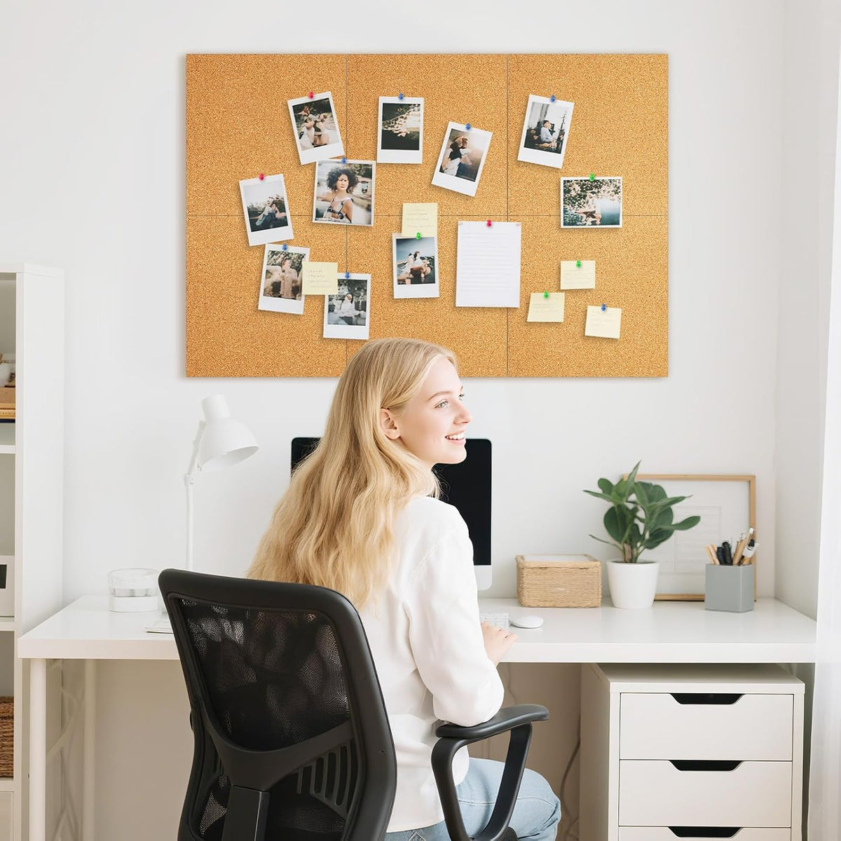 DOLLAR BOSS Cork Board Tiles, 6 Packs 12" x 12" 1/2" Thick Bul...
