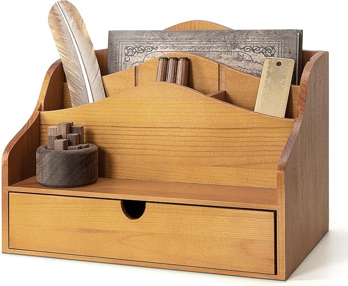 Pine Wood Mail Organizer For Desk by REBEEVISION