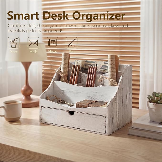 Pine Wood Mail Organizer for Desk - Image 3