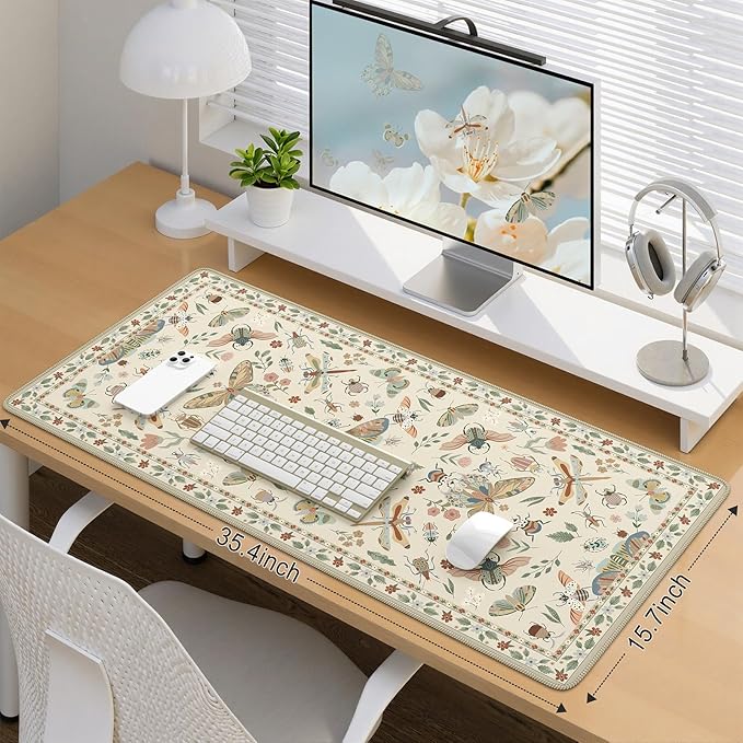 iCasso Beige Large Mouse Pad, Desk Matt - Image 2
