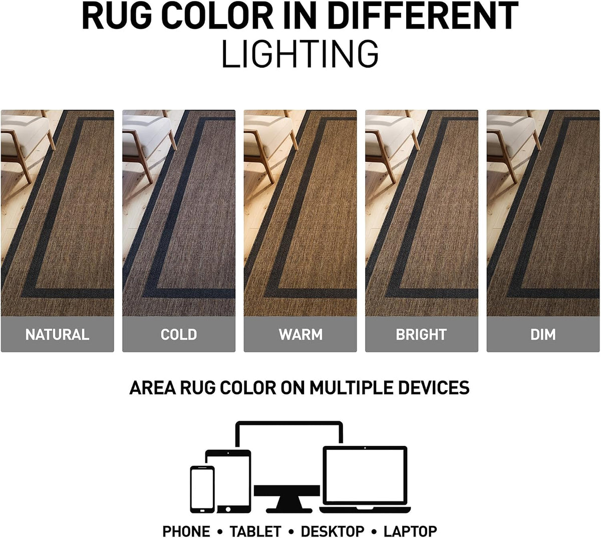 rugshop border jute-style indoor outdoor runner rug dark, package contents