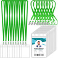 100 Pcs Clear Vertical Badge Id Card and 100 Pcs Lanyard, Reusable Lanyards by Orcielo