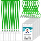 100 Pcs Clear Vertical Badge Id Card and 100 Pcs Lanyard, Reusable Lanyards by Orcielo