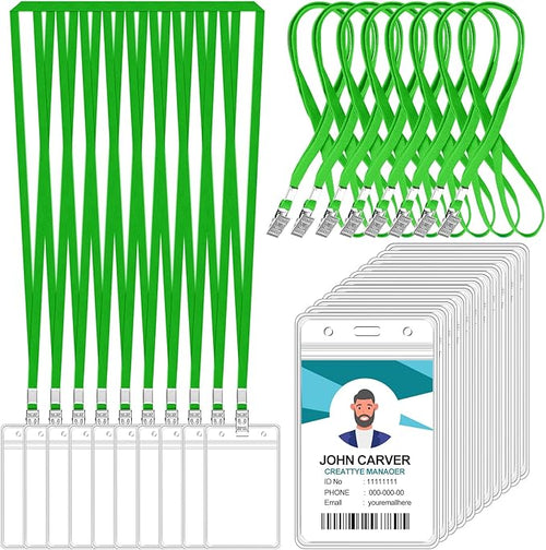 100 Pcs Clear Vertical Badge Id Card and 100 Pcs Lanyard, Reusable Lanyards by Orcielo