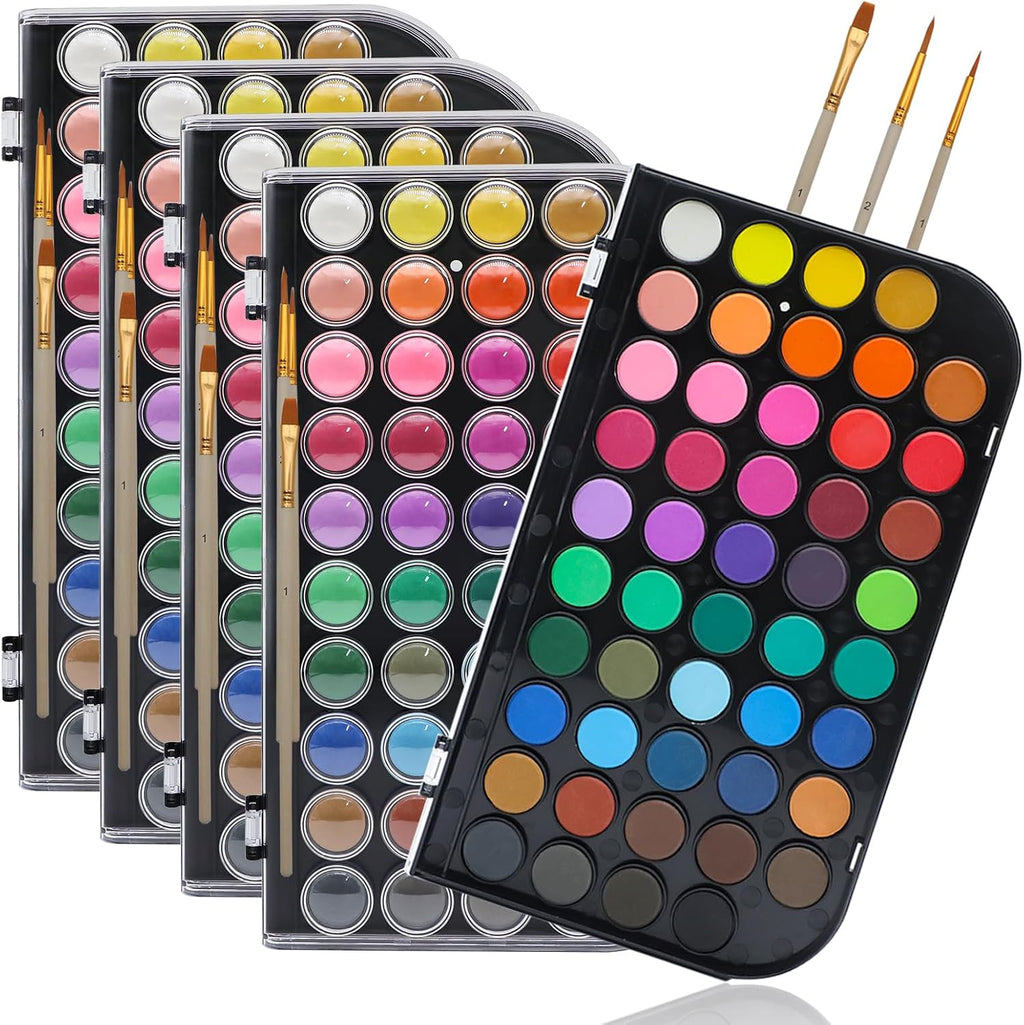 artecho 48 colors watercolor paint set, 3 brushes, main product view