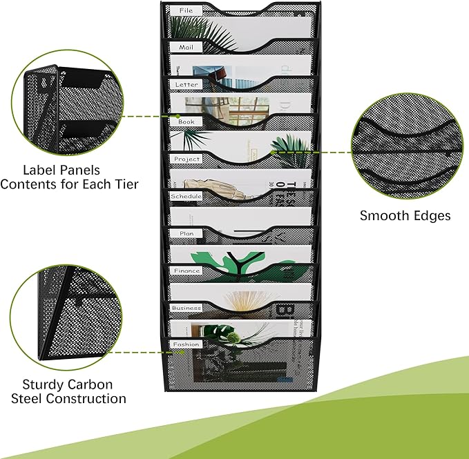 EasyPAG 10 Pocket Mesh Wall File Organizer, Hanging Paper Folder Holder - Image 3