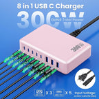 USB C Charger 300W USB C Charger Block, 8-Ports GaN IV Fast Charging Station Hub - Image 2