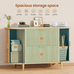sedeta fluted 2 drawer file cabinet with 2, side view