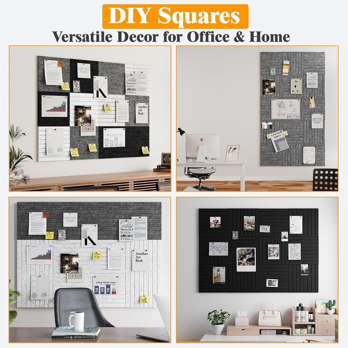 Felt Cork Board for Wall, 12 Pack Large Bulletin Board, Slat Wall Paneling, C...