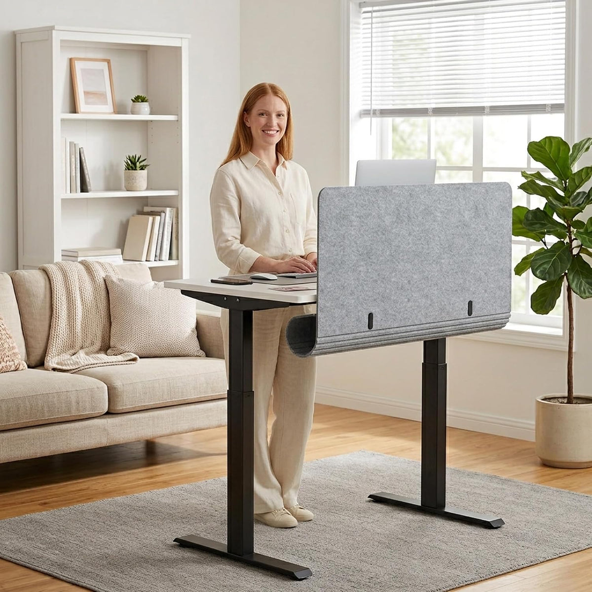 Desk Privacy Panel with Wire Management, 47.2" x 22.5" Cubicle Desk...