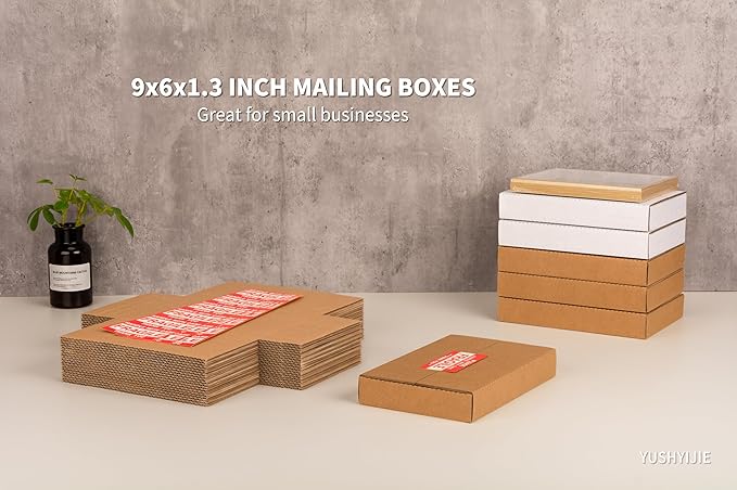 YUSHYIJIE 9x6x1.3 inch Small Shipping Boxes, 25 Pack - Image 2