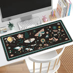 Large Mouse Pad and Keyboard Wrist Rest, Desk Pad for Keyboard and Mouse, Gaming Mousepad with Wrist Support, Non-Slip Desk Mat for Home Office, Black Butterfly Flower