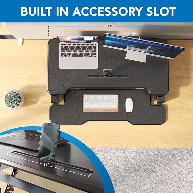 Mount-It! 38" Standing Desk Converter, Desktop Sit-Stand Desk Riser - Image 6