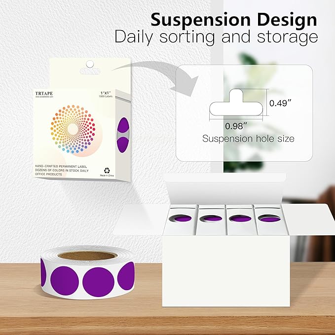 Purple 1 Inch Round Color Coding Labels - Image 4