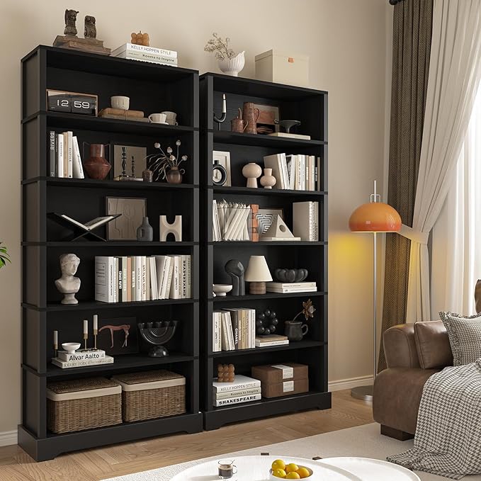 TVU 6-Tier Wooden Bookshelf, 77.2" Tall Farmhouse Style Open Bookcase, 31.5" W - Image 2