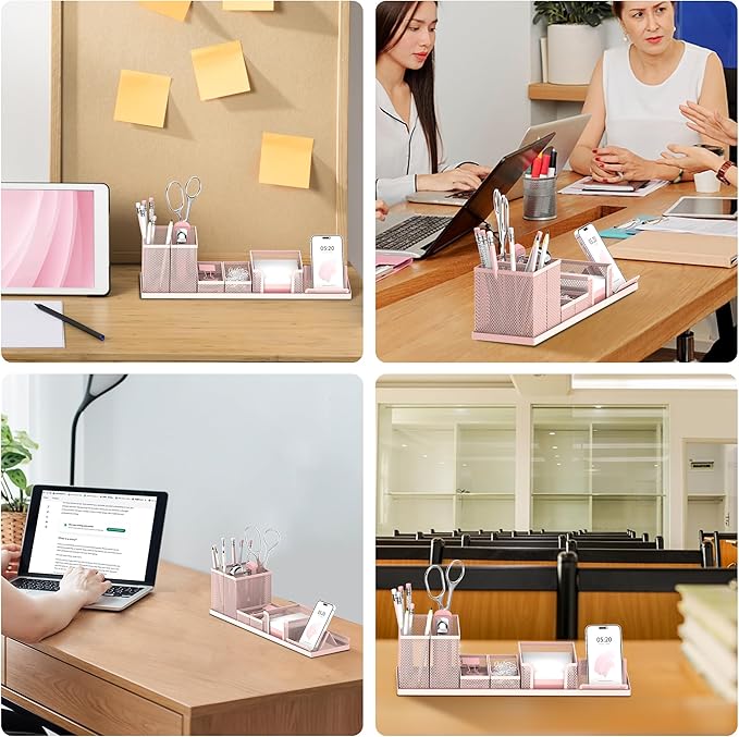 SUPEASY Pen Holder for Desk, 6 Piece Mesh Desk Organizer set for Office - Image 7