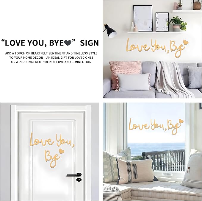 Wall Decor Large Gold Love You Bye Sign Hallway Entryway Door Wall Art Boho - Image 6