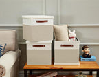 DECOMOMO Storage Basket with Lid, Storage Cubes with Handles, Fabric Box with - Image 3